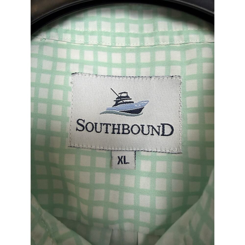 Southbound Boy's Button Up Shirt Short Sleeve Sz XL 14 Green white Checked - Picture 7 of 9